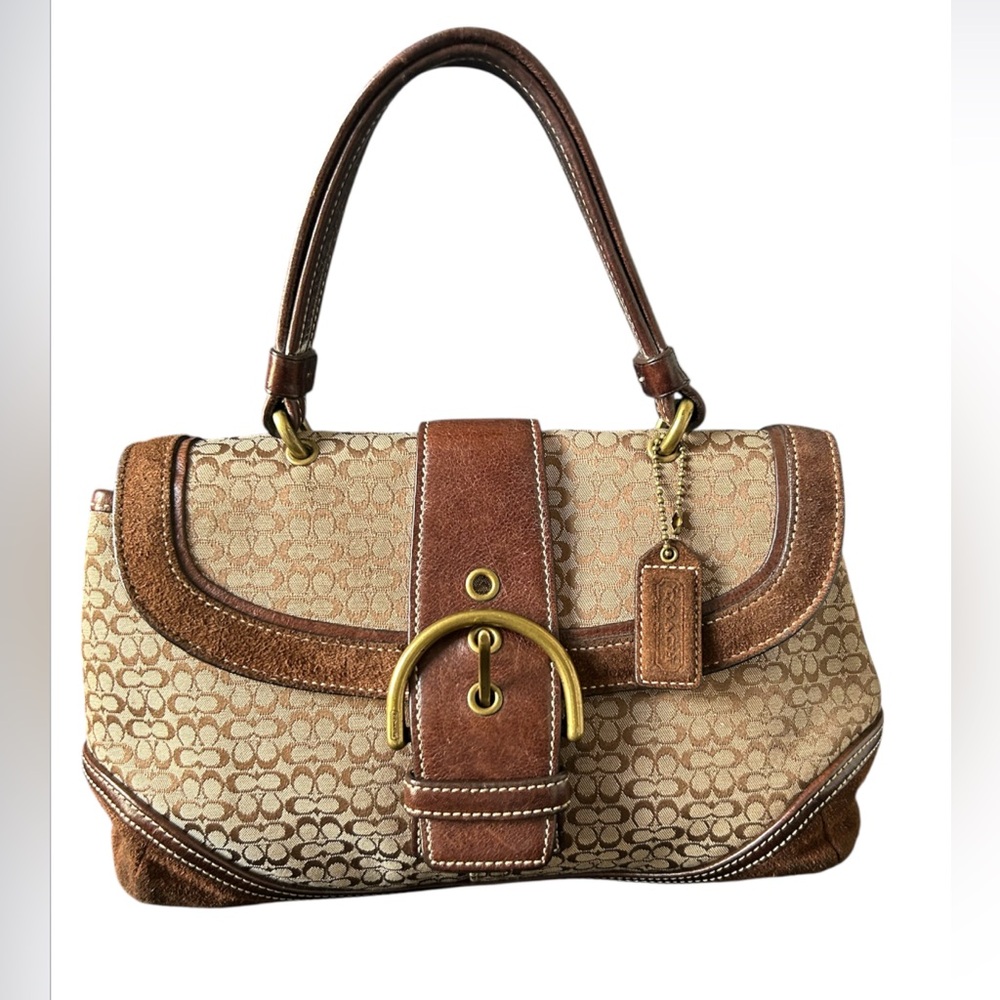 Vintage 2004 Coach Soho Signature Suede/Jacquard Canvas Bag EUC